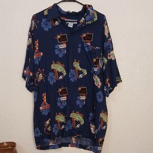Men's Casual Graphic Navy Shirt